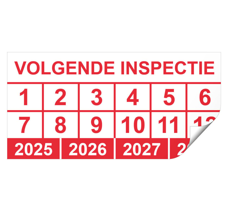 Keuringssticker volgende inspectie rechthoek