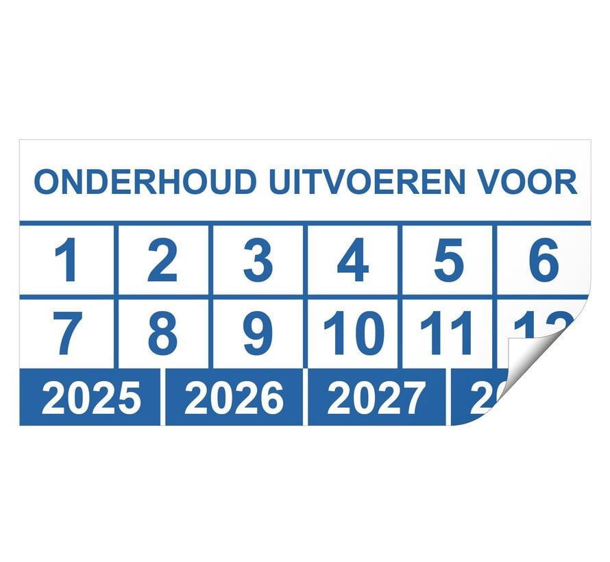 Keuringssticker onderhoud uitvoeren voor rechthoek