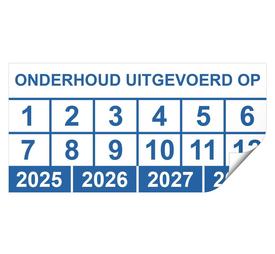 Keuringssticker onderhoud uitgevoerd op rechthoek