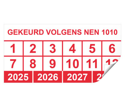 Keuringssticker gekeurd volgens NEN 1010 rechthoek