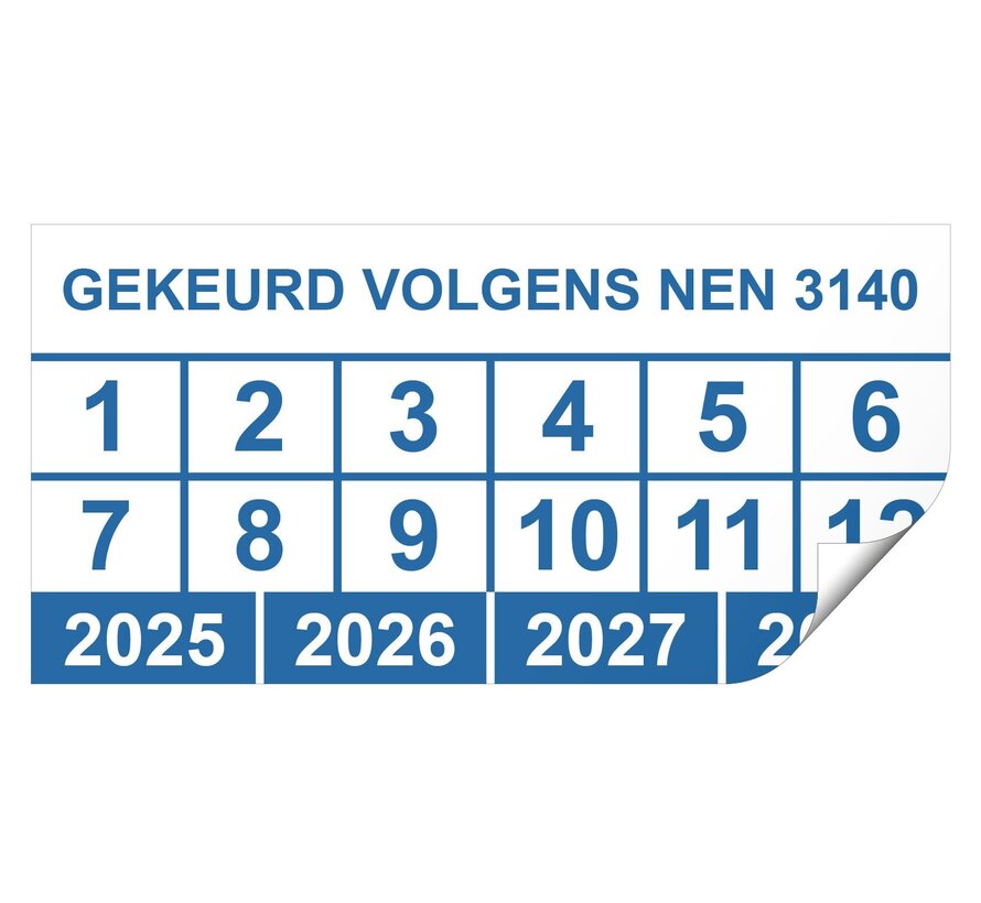 Keuringssticker gekeurd volgens NEN 3140 rechthoek