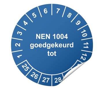 Keuringssticker NEN 1004 goedgekeurd tot