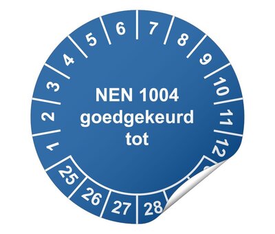 Keuringssticker NEN 1004 goedgekeurd tot