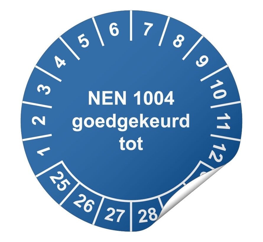 Keuringssticker NEN 1004 goedgekeurd tot