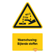 Waarschuwingsbord / sticker brandende stoffen met tekst