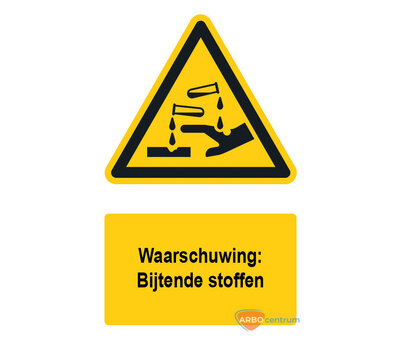 Waarschuwingsbord / sticker brandende stoffen met tekst