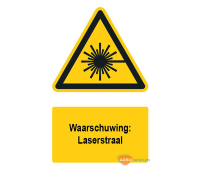 Waarschuwingsbord / sticker laserstraal met tekst