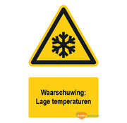 Waarschuwingsbord / sticker lage temperaturen met tekst