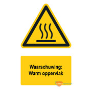 Waarschuwingsbord / sticker warm oppervlak met tekst