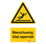 Waarschuwingsbord / sticker glad oppervlak met tekst