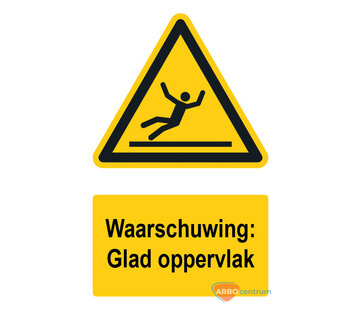 Waarschuwingsbord / sticker glad oppervlak met tekst