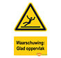 Waarschuwingsbord / sticker glad oppervlak met tekst