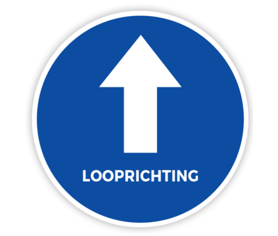 Vloersticker looprichting tekst