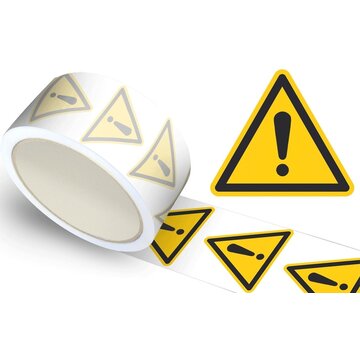 Waarschuwingssticker algemene waarschuwing, op rol