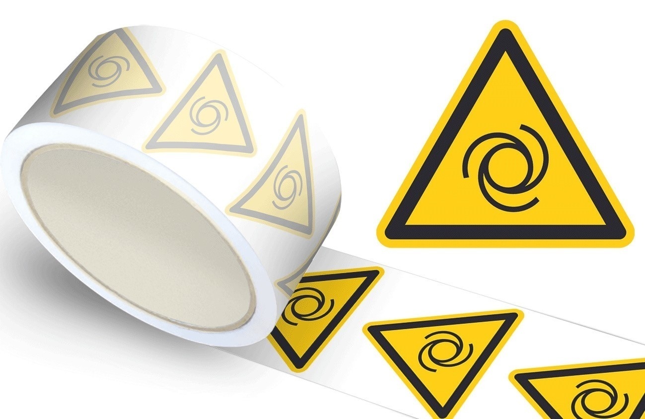 Waarschuwingssticker automatisch startende machine, op rol - 100 mm breed - 100 stickers