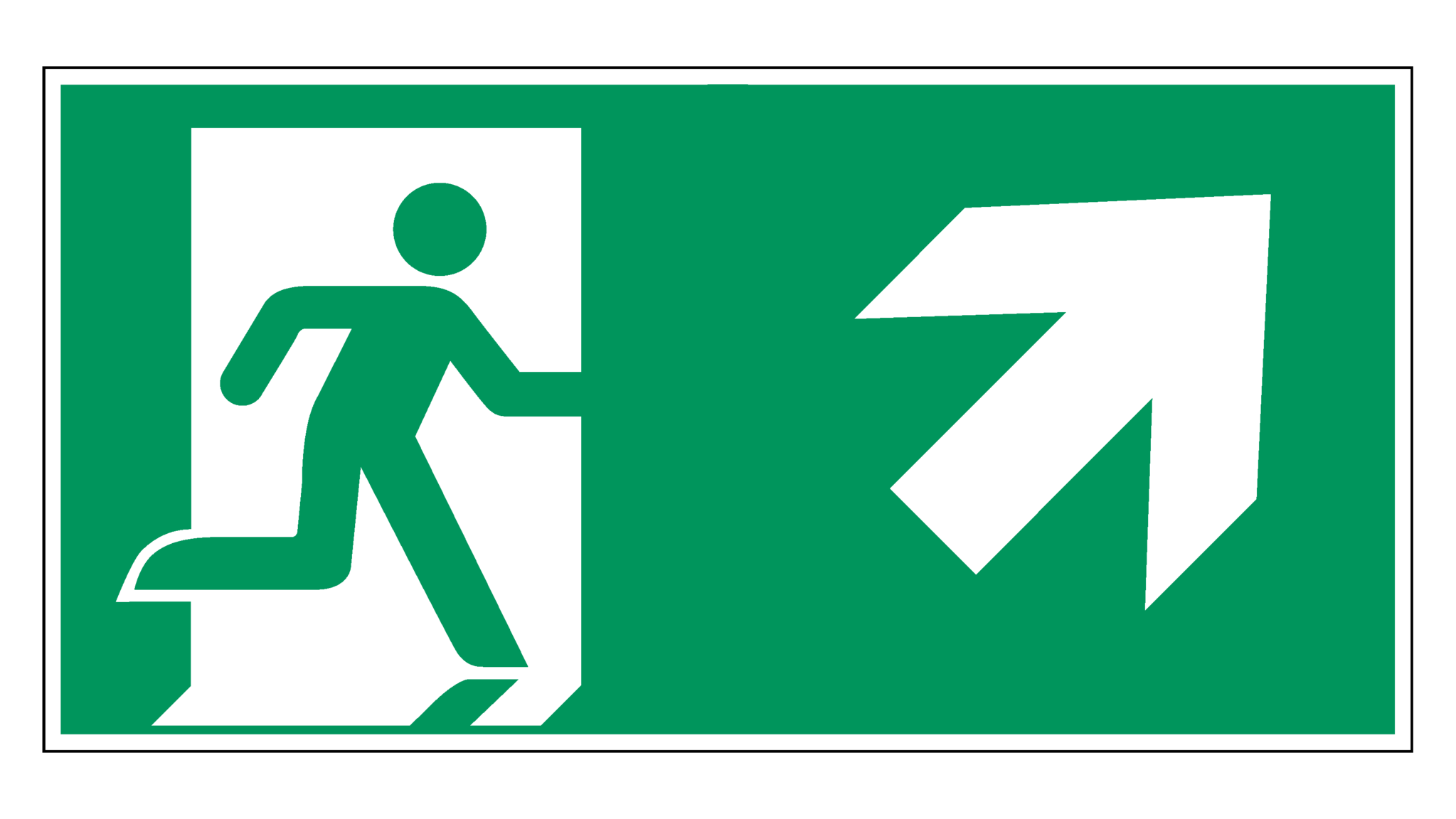 Nooduitgang naar rechts boven - 400 x 200 mm - Kunststof bord