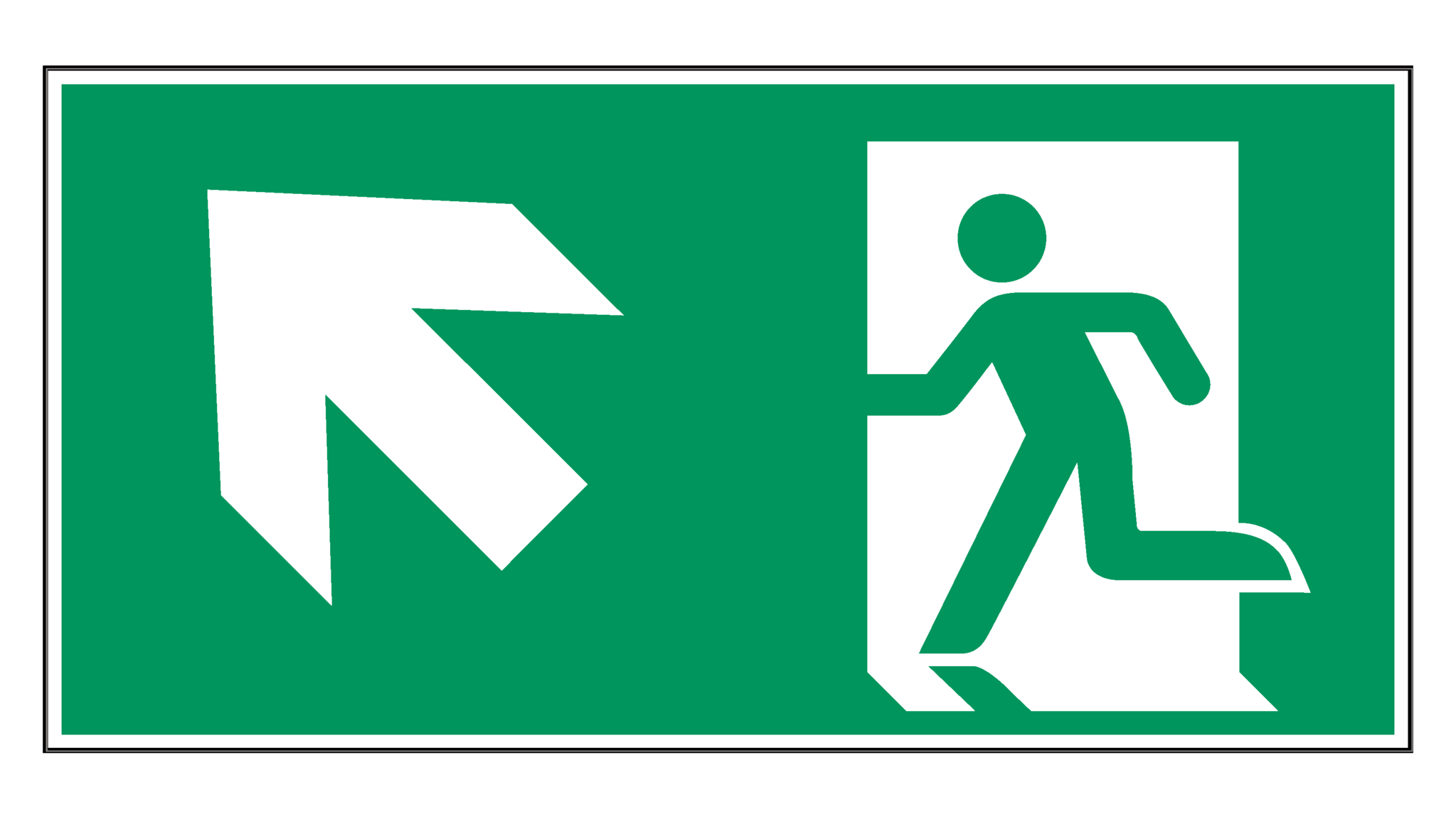 Nooduitgang naar links boven - 200 x 100 mm - Sticker