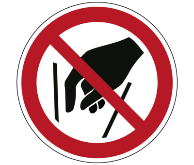 Verboden in vergaarbak te grijpen pictogram