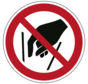 Verboden in vergaarbak te grijpen pictogram