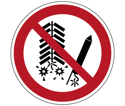 Ontsteken vuurwerk verboden pictogram veiligheidsnorm ISO 7010