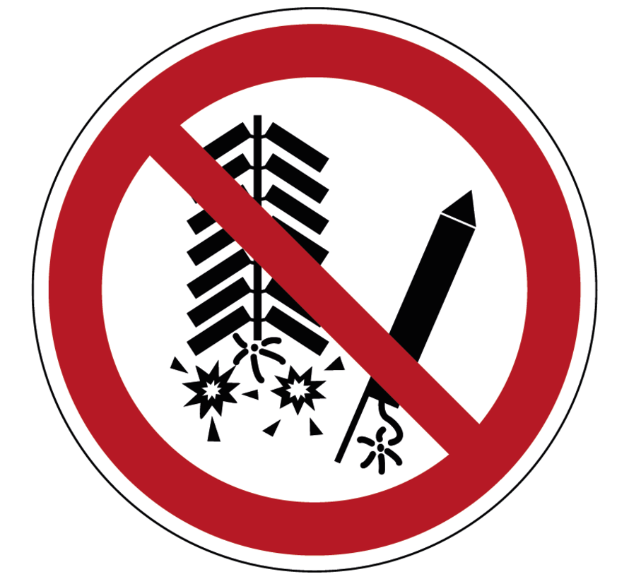 Ontsteken vuurwerk verboden pictogram veiligheidsnorm ISO 7010