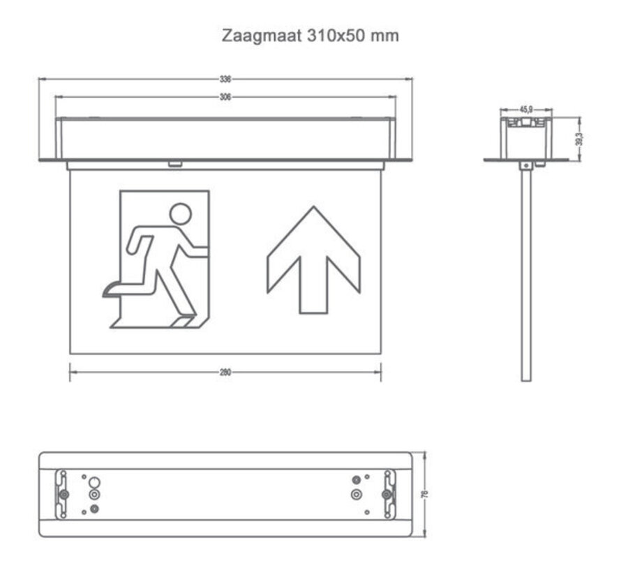 Normlights Bulkhead inbouw LED noodverlichting