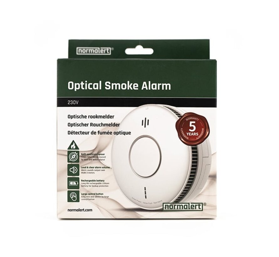 Normalert 230V Rookmelder - 10 jaar batterij