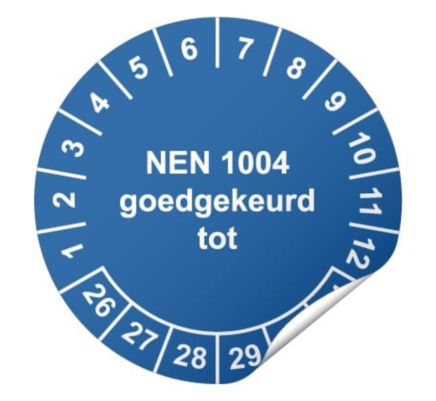 Keuringssticker NEN 1004 goedgekeurd tot