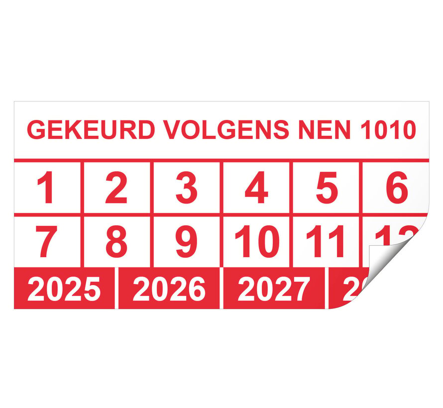 Keuringssticker gekeurd volgens NEN 1010 rechthoek