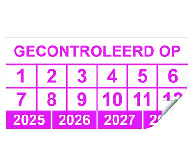 Keuringssticker gecontroleerd op rechthoek 100 stuks  of meer
