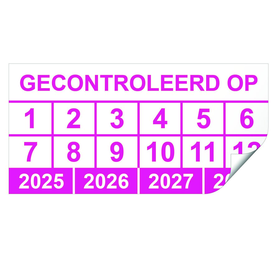 Keuringssticker gecontroleerd op rechthoek 100 stuks  of meer