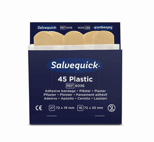 Salvequick 6036 navulling 45 plastic pleisters - 6 stuks