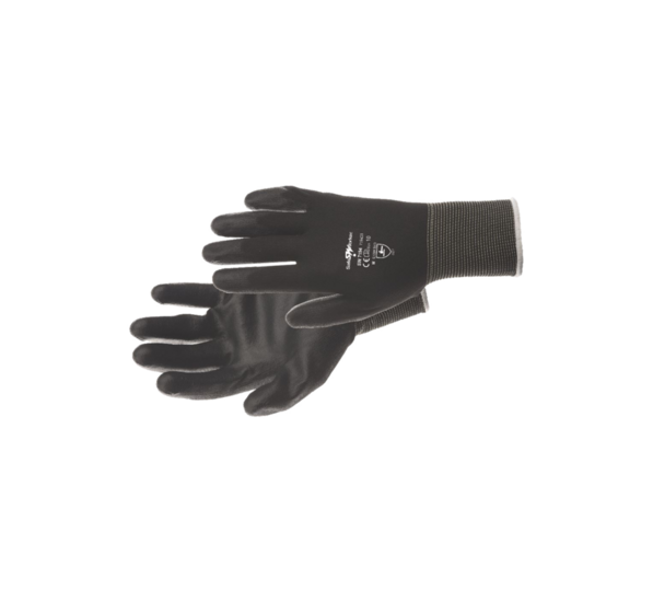 Safe Worker Nylonflex handschoenen zwart PU coating - Maat 8