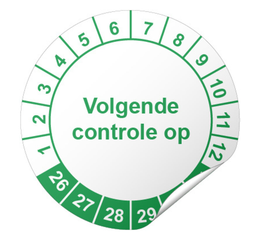 Keuringssticker Volgende controle op (wit/groen)