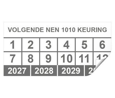 Keuringssticker volgende NEN 1010 keuring rechthoek