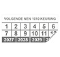 Keuringssticker volgende NEN 1010 keuring rechthoek