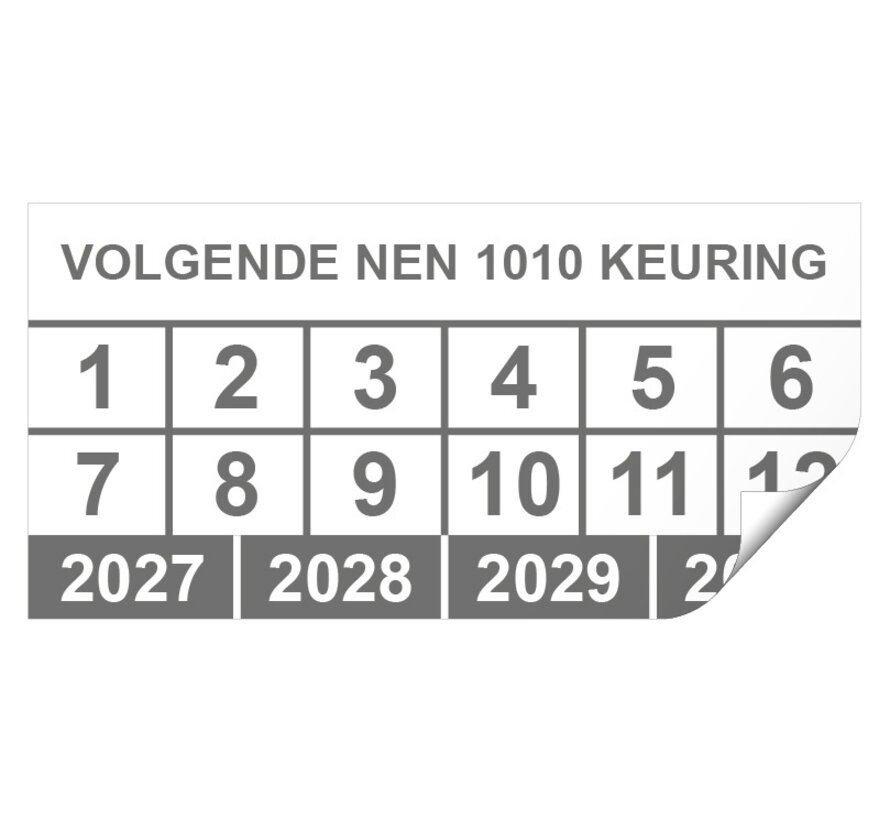 Keuringssticker volgende NEN 1010 keuring rechthoek