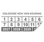Keuringssticker volgende NEN 1004 keuring rechthoek