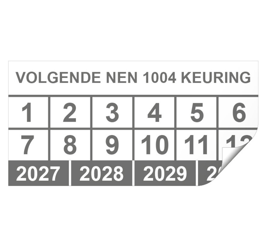 Keuringssticker volgende NEN 1004 keuring rechthoek