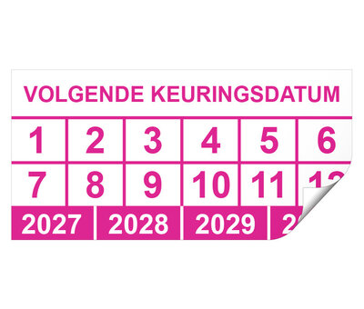 Keuringssticker volgende keuringsdatum rechthoek