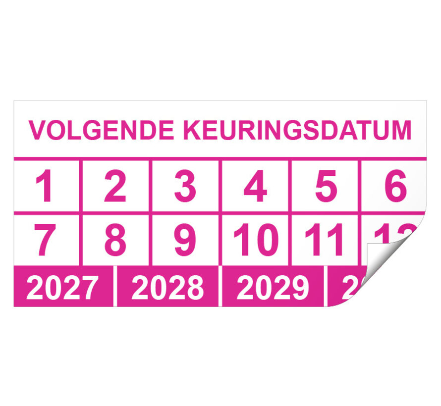 Keuringssticker volgende keuringsdatum rechthoek