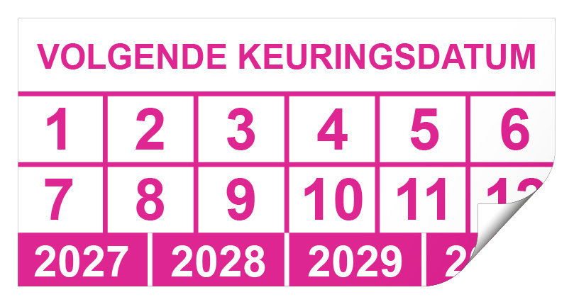 Keuringssticker volgende keuringsdatum rechthoek 50 x 25 mm - 1000 stuks (op rol)