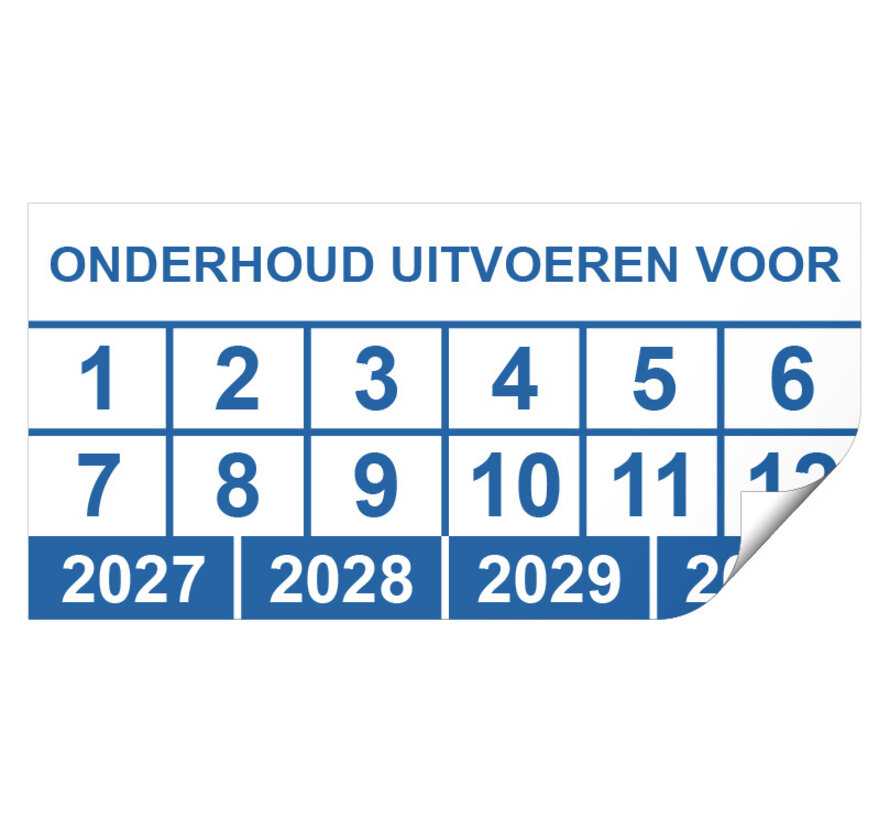 Keuringssticker onderhoud uitvoeren voor rechthoek