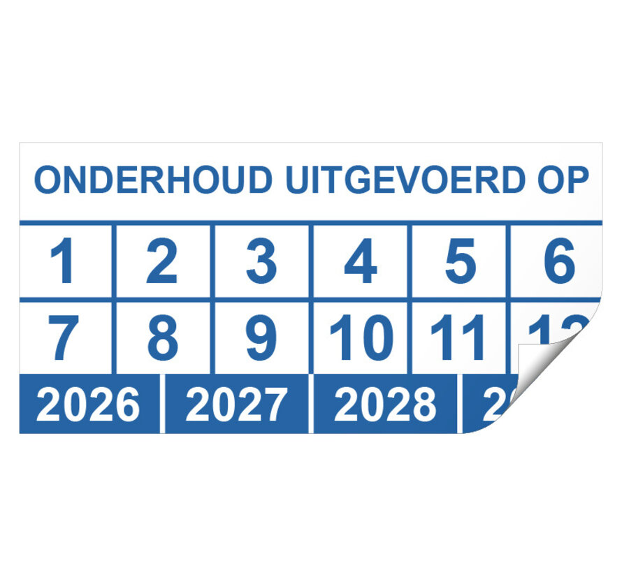 Keuringssticker onderhoud uitgevoerd op rechthoek