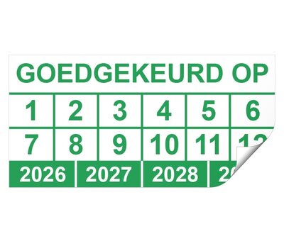Keuringssticker goedgekeurd op rechthoek