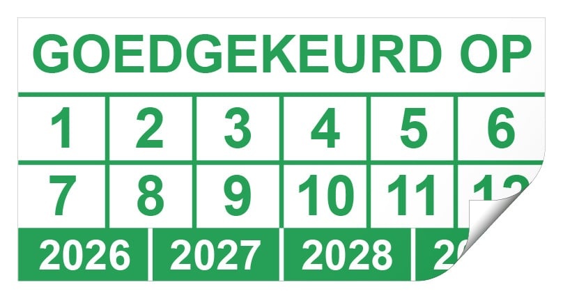 Keuringssticker goedgekeurd op rechthoek 50 x 25 mm - 100 stuks (op rol)