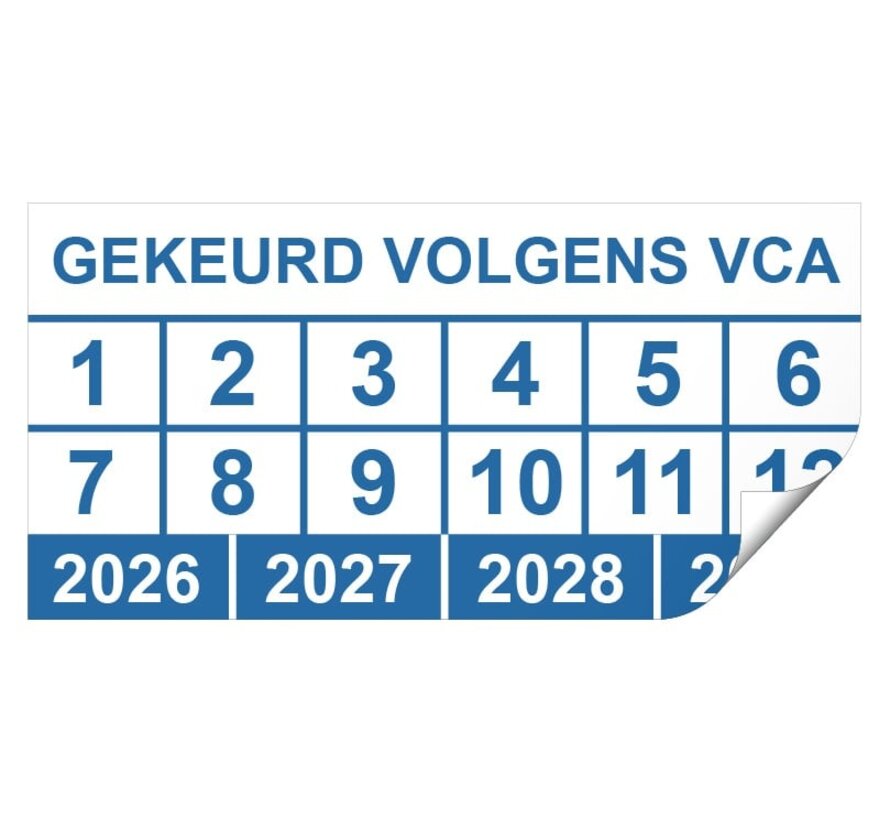 Keuringssticker gekeurd volgens VCA rechthoek