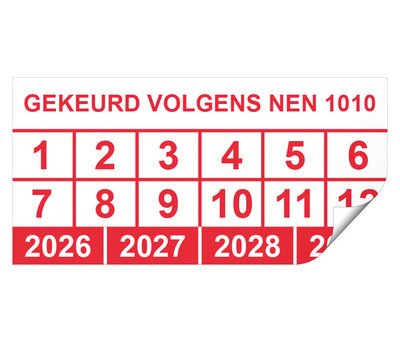 Keuringssticker gekeurd volgens NEN 1010 rechthoek