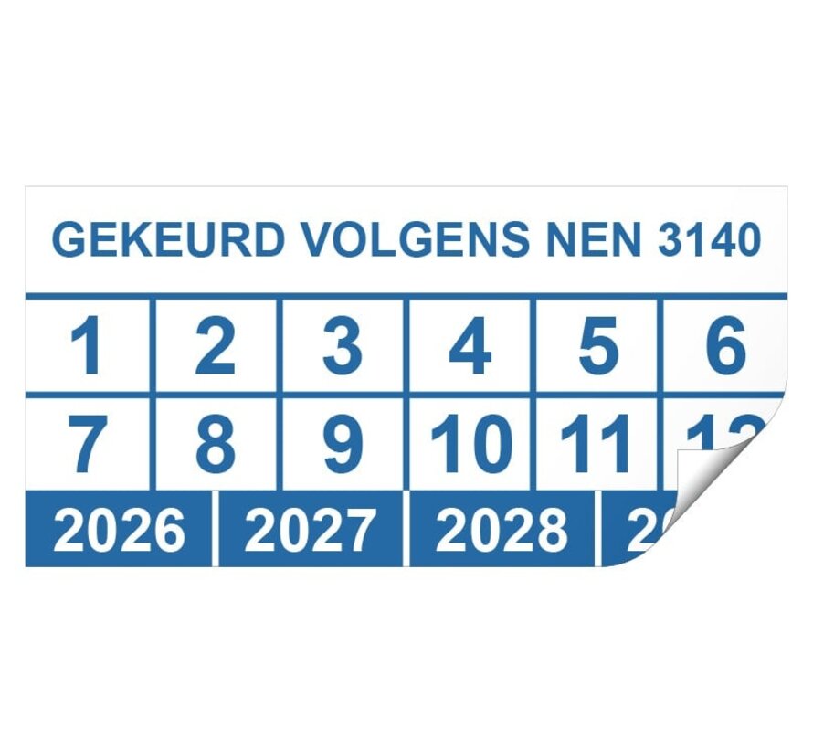 Keuringssticker gekeurd volgens NEN 3140 rechthoek