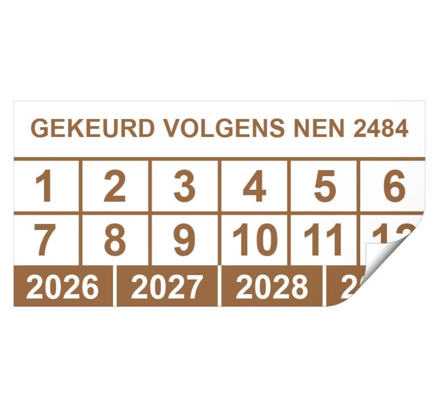 Keuringssticker gekeurd volgens NEN 2484 rechthoek zelfklevende folie